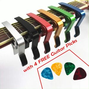 Guitar Capo for Guitar Acoustic / Electric / Ukulele + 4 Pick Guitar Accessories Set | Barang Gitar Capo Untuk Akustik / Elektrik / Ukelele Murah