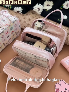 Makeup Bag Travel Bag Portable Toiletries bag Beg kosmetik skincare organizer 化妆包 Large Capacity Bow