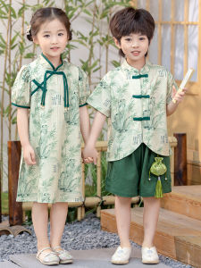 Kindergarten Suit Han Dynasty Performance Wear Boys and Girls Short Sleeve Tang Suit Student Chinese Style Childrens Day Dance Costume