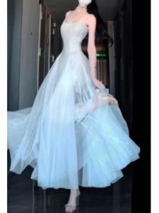CHANGTONG | French Elegant Beautiful Lace Strap Dress Fairy Summer Beach Vacation Long Skirt Classy Style U-Neckline A-Line Single Piece