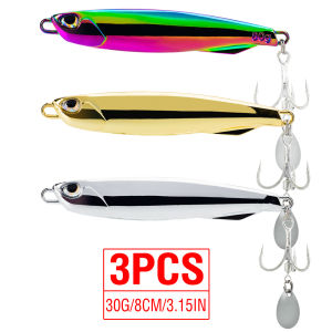 3Pcs Fishing Jig Lure 7/10/15/20/30/40/60/80g Metal Casting Lure with Sequins Blade Spoons Bait Sinking Spinner for Fishing