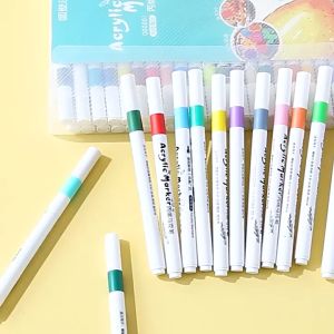 🇲🇾 12/24/36/48/60/80 Color Acrylic Marker Pen Water Based Ink Pen Kids Drawing Painting Art Supplies Calligraphy 丙烯马克笔