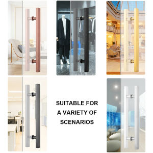 1 Set Heavy Duty Stainless Steel Frosted Black Push Pull Door Handle Glass Door Wood Door Handle Modern Simplicity Grab Bar