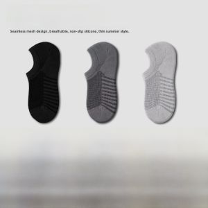 miiow | Mens Summer Thin Anti-slip Sweat Absorbent Invisible Boat Socks Non-slip Breathable Mesh Low Cut Ankle Hidden Socks For Men