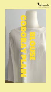 Baju Blouse Lengan 7/8 Bahan Codoray Plain White Edition All Size - Queens Fashion
