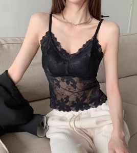 Lace Strap Vest Womens Heavy Embellished Diamond Inner Wear Base Shirt Anti-Light Beautiful Back Pad Short Style Commute