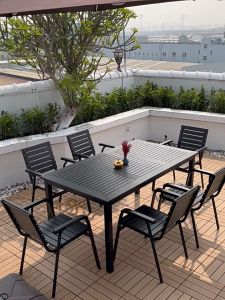 เสริมความสวยแบบธรรมชาติ กลางแจ้ง 4/6 เก้าอี้ ลานเฟอร์นิเจอร์ ชุดโต๊ะกลางแจ้ง กันแดด กันฝน กันเชื้อรา มีเก็บเงินปลายทาง สินค้าพร้อมส่ง