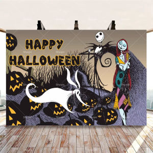 Potdemiel | Jack Skellington Happy Halloween Party Decor Background Horror Pumpkin The Nightmare Before Christmas Kids Photography Backdrops
