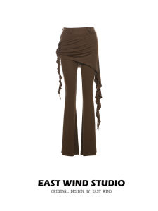 High Waist Flared Yoga Pants Womens Casual Loose Fit Elastic Street Style Polyester Spandex Resembling Traditional Hanfu