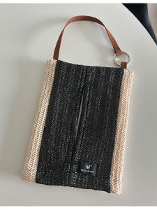 Silent Wind Vintage Weave Tissue Bag For Home Living Room Car Chair Back Hanging Drawing Paper Bag Storage Cover