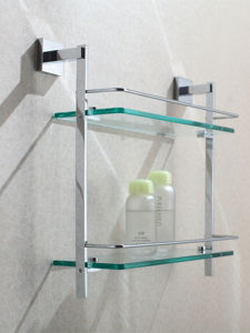 AZOS | Double Layer Storage Rack Copper and Glass