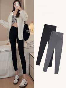 กางเกงโยคะทรงสั้นเอวสูงสำหรับผู้หญิง ทรงสลิมฟิต ความหนาปกติ ทรงสลิมฟิต เอวยางยืด กางเกงขายาวทรงเข้ารูป