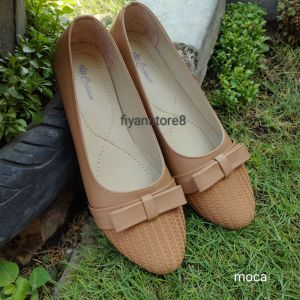 CROWIL 07- Flat Shoes Wanita Sepatu Balet Terbaru Size 37-41 Moca