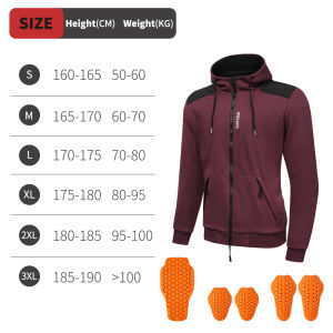 WOSAWE Motorcycle Armored Hoodie Motorcycle Warm Jacket Riding Casual Motorcycle Riding Clothes With CE Protective Gear