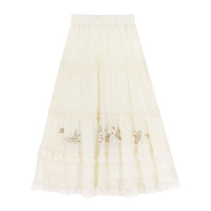 Chuan Dai Time Natural Embroidered Tencel Mini Skirt Versatile Lace Half Skirt High Waist Skirt for Daily Wear And Special Occasions