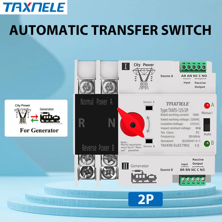 MCB type Dual Power Automatic transfer switch 2P 4P 63A 100A 125A ATS ...