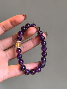 CAFFTI | Natural Amethyst Rutilated Quartz Beaded Bracelet
