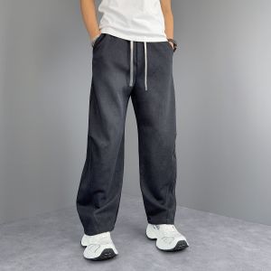 Quần Nỉ Nam Mùa Thu Đông Màu Chuyển Đổi Rộng Rãi Thể Thao Ống Đứng Dày Dặn Quần Ống Rộng Nối Dài Quần Ống Thẳng