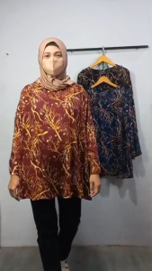 TERBARU Atasan JUMBO Motif -  Blouse wanita  Cubit rempel - variasi kancing - Good Quality - LD  124 cm - RAYON PREMIUM