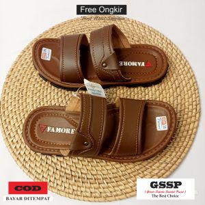 Sandal anak laki laki terbaru keren sandal kulit anak slop anti licin nyaman di pakai Fam S 01 size 28-37