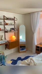 SuperValue Freestanding Floor Mirror Standing Dressing Mirror Multi Layer Storage Shelves Open Display Shelf