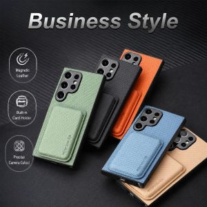 Magnetic with Card Holder Phone Case for Samsung Galaxy S26 Ultra S25 S24 S23 FE S22 Plus Business Shockproof Protection Cover