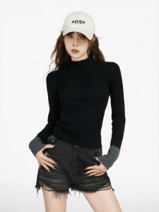 KBVVR | Half-neck Slim Tight Fitting Shouldered Knit Top