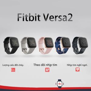 Đồng Hồ Thông Minh Fitbit Versa 2 Màu Đen/carbon Đo Nhịp Tim Nghe Nhạc Tích Hợp Alexa Theo Dõi Giấc Ngủ & Bơi Lội Sức Khỏe Thể Dục Tương Thích Với Android Và iOS