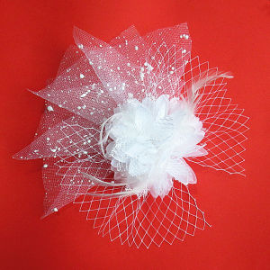 เครื่องประดับผมรูปดอกไม้ลูกไม้ขนาดใหญ่สำหรับเด็กผู้หญิง เครื่องประดับผมรูปตุ๊กตาเจ้าหญิงสำหรับการแสดงวันเด็ก ตกแต่งผมด้วยขนนกและลูกไม้