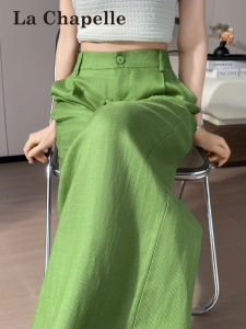 La Chapelle | Green Thin Breathable Linen Wide Leg Trousers
