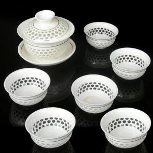 Large Size Ceramic Tea Set Gongfu Tea Accessories Single Lid Tea Pot Lid Tea Cup Bowl Combination Handmade Porcelain