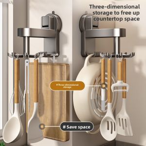 ZHUOLESHI | No-Drilling Space Aluminum Pot Spatula Holder