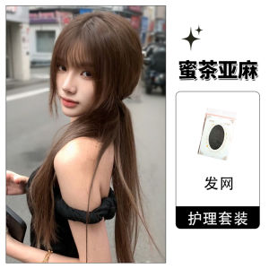 ผมปลอมยาวตรงสีเหลืองน้ำตาลสไตล์น่ารักสำหรับผู้หญิงผมปลอมธรรมชาติสำหรับการแต่งกายทุกวันผมยาวคลุมไหล่สไตล์เจ้าหญิง