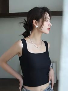 ⚡Port⚡ blouses women new style 2025 Wide Shoulder Strap Camisole Women Square Neck Bottoming Shirt Solid Color Sleeveless Top 2️⃣0️⃣2️⃣5️⃣