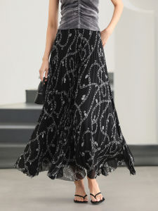COCOBELLA | Pleated Floral Print A-Line Flared Skirt for Concealing Figure