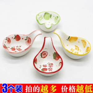 Ceramic Short Handle Large Spoon Flavor Dish Home Use Oil Salt Soy Sauce Vinegar Garlic Paste Hot Pot Dipping Sauce Small Bowl Cold Dish Pickled Vegetable Small Plate