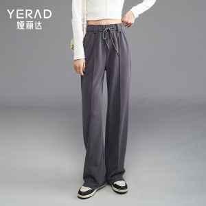 Yerad High Waist Straight Leg Wide Leg Pants Womens Casual Sports Sweatpants Black Narrow Version Autumn New Arrival