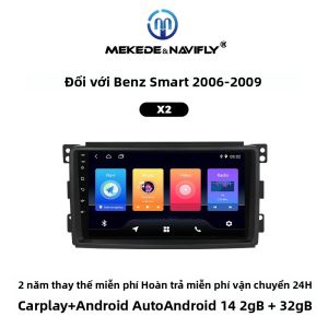 Hệ Thống Radio Thông Minh Android 14 Cho Xe Mercedes Benz Smart Fortwo 2005-2015 Màn Hình Kép Dẫn Đường GPS Đa Phương Tiện Tích Hợp WiFi Điều Khiển Bằng Vô Lăng