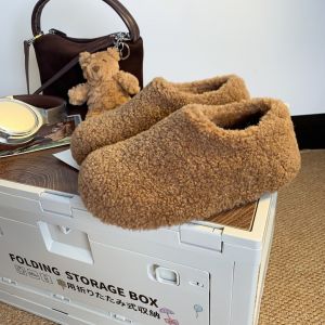 Womens Thick Bottom Fur Slippers Indoor Outdoor Wear Autumn Winter New Lazy Casual Slip-On Warm Fully Covered Cotton Shoes