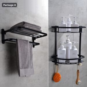 LANKASI | Hole-Free European Towel Rack Space Aluminum Black