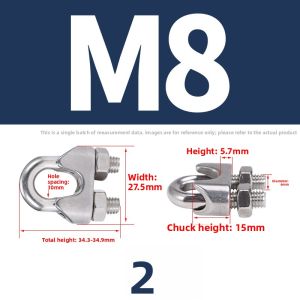 BAIRUITE | 304 Stainless Steel Wire Rope Clamp U-Bolt Wire Rope Clip