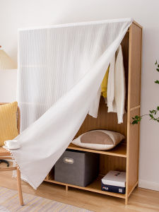 Anfeng Dustproof Wardrobe Curtain Modern Simple Style Polyester Material Bookcase Shelf Cover Door Cabinet Magic Tape Curtain