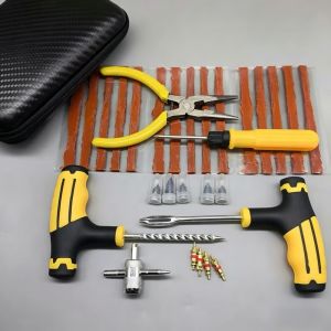 Universal Multi-Function Tyre Repair Kit With Pliers Valve Tools Storage Case For Car Motorcycle Bike Roadside Repair