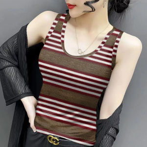 Áo Ba Lỗ Không Tay in Họa Tiết Mùa Hè Bằng Lụa Băng Cao Cấp Cho Nữ Cổ Chữ U Ôm Vừa Vặn Chất Liệu Polyester Dài Thường