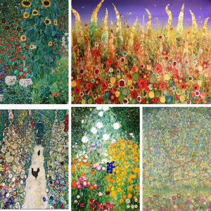 Jigsaw Puzzle 1000Pieces Gustav Klimt Flower Garden Courtyard Artwork Stress Relief Puzzle Wall Art Decor Gift