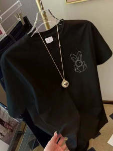 Áo Thun Cotton Tay Ngắn Phong Cách Hàn Quốc Cho Nữ Mùa Hè 2025 in Họa Tiết Hoạt Hình Thường Ngày Thường Ngày