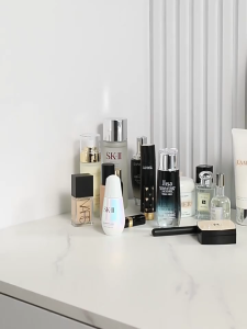 Luxury-lite vanity table lipstick and skincare products storage bathroom and toilet triangular shelf