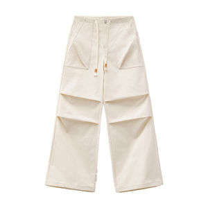 กางเกงขายาวทรงหลวมสไตล์ลำลองสีขาวสำหรับผู้หญิง Marden Workwear กางเกงขายาวทรงตรงเอวสูงปานกลาง ผ้าโพลีเอสเตอร์ ระบายอากาศได้ดี