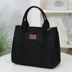 Solid Color Lunch Bag Tote Bag with Foil Inner Zipper Closure Large Capacity Portable Work School Utility Bag with Meals