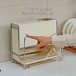 Easyhome.sg Kitchen Knife Organizer Multi-Function Knife Rack Cutlery Holder Cutting Board Pot Lid Storage